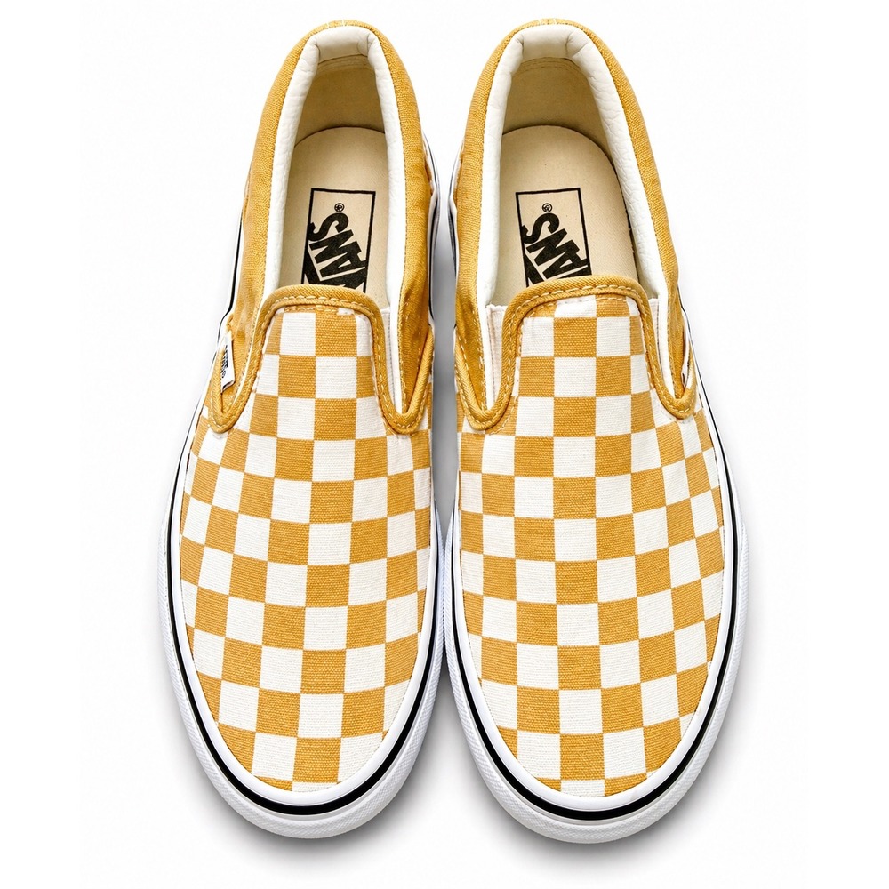 Vans Slip-On Women 6 Men 4.5 Yellow Checkerboard Good Classic Canvas Skate Shoes